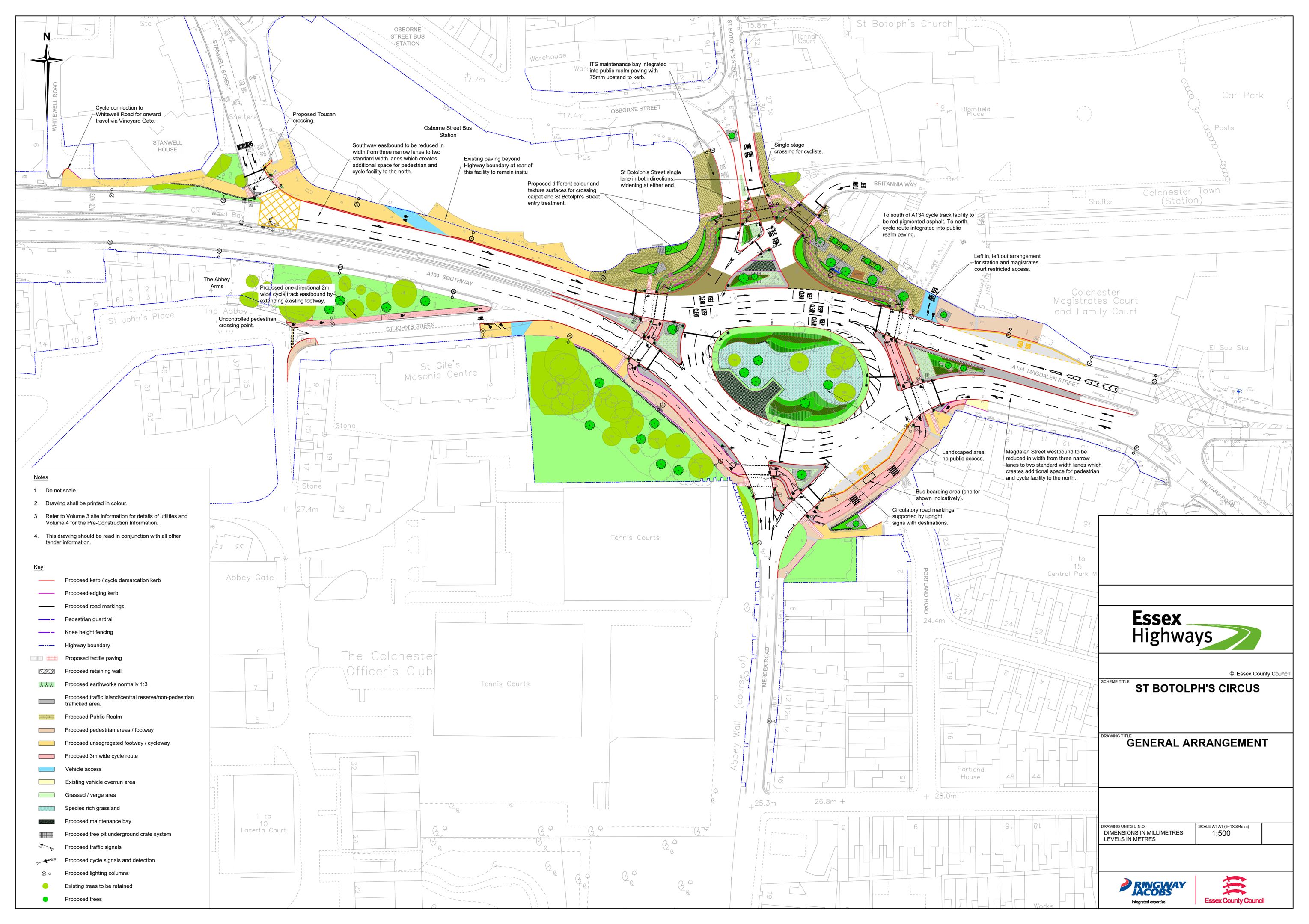 map showing the proposed layout of the new St Botolph's roundabout
